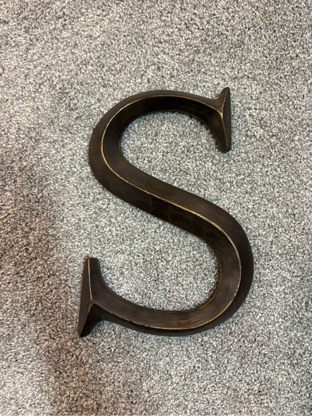 Decorative Wall Letter S in Bronze Finish